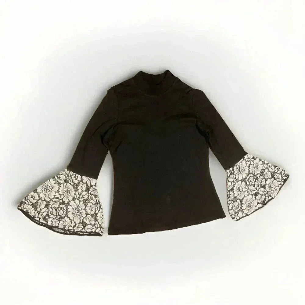 Berek Women’s Black, Long Sleeve Flare, Blouse, Top, Medium 